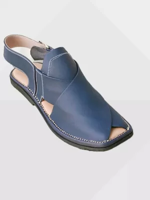 Blue Zardari Chappal from Charsadda